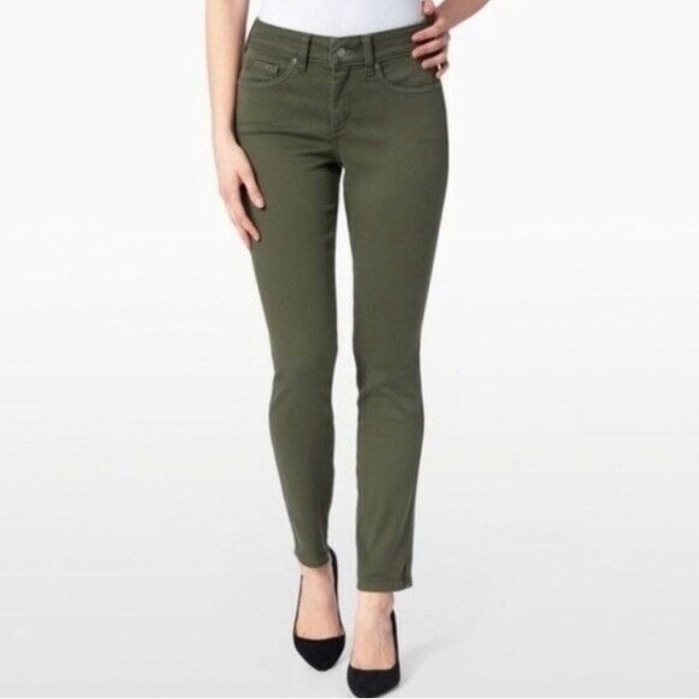 NYDJ Not Your Daughters Jeans Alina Legging Jean Olive Green Stretch Denim Sz 2